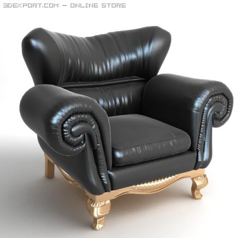 large armchair 3D Model .c4d .max .obj .3ds .fbx .stl .blend 