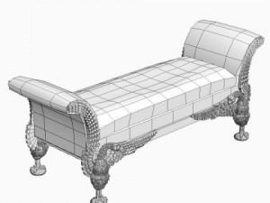 baroque style bench 3D Model
