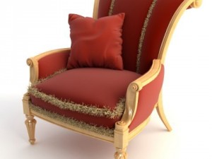 red armchair with pillow Modelo 3D