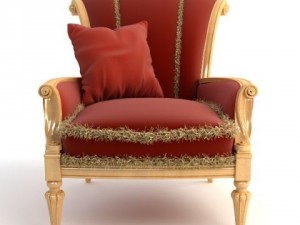 red armchair with pillow 3D Модель