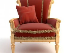 red armchair with pillow 3D Model