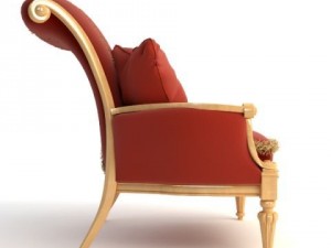 red armchair with pillow 3D Модель