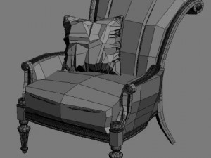 red armchair with pillow 3D Модель