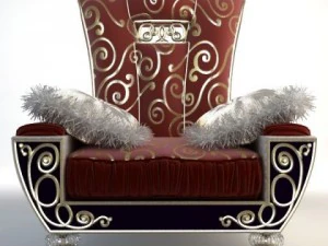 poltrona decorata con cuscini con frange Modello 3D