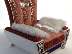 ornate armchair with fringed pillows 3D Model