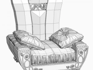 ornate armchair with fringed pillows 3D Model