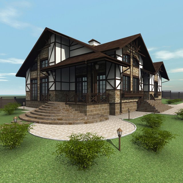 country house Modelo 3D .c4d .max .obj .3ds .fbx .stl .blend 