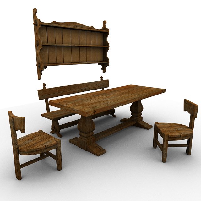 maggi massimo table and chairs 3D Model .c4d .max .obj .3ds .fbx .stl .blend