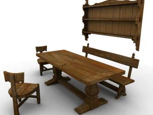 maggi massimo table and chairs 3D Model