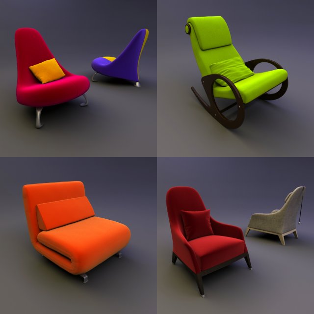 chairs collection 3D Модель .c4d .max .obj .3ds .fbx .stl .blend 