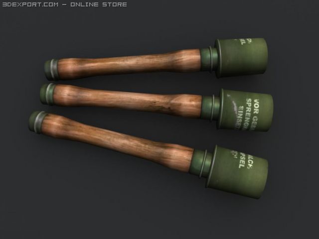 stielhandgranate 24 3D 모델 .c4d .max .obj .3ds .fbx .stl .blend