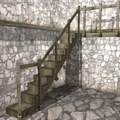 old staircase 3D Model .c4d .max .obj .3ds .fbx .stl .blend 