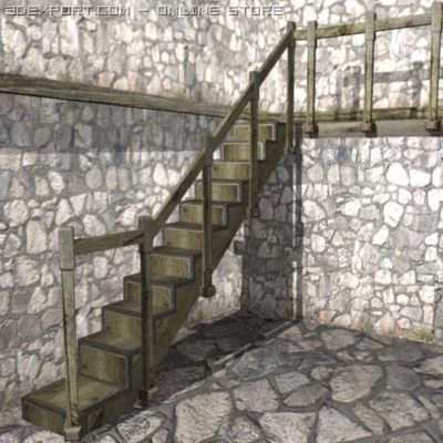 old staircase 3D Model .c4d .max .obj .3ds .fbx .stl .blend 