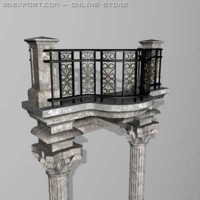 ornate balcony 3D Model .c4d .max .obj .3ds .fbx .stl .blend 