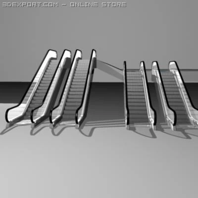 escalator 3D Model .c4d .max .obj .3ds .fbx .stl .blend