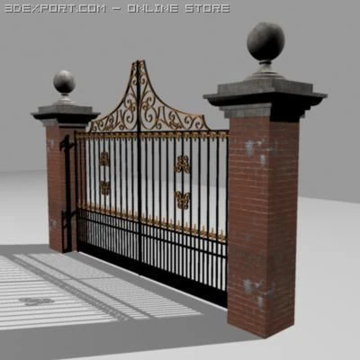 iron gate 3D Model .c4d .max .obj .3ds .fbx .stl .blend 