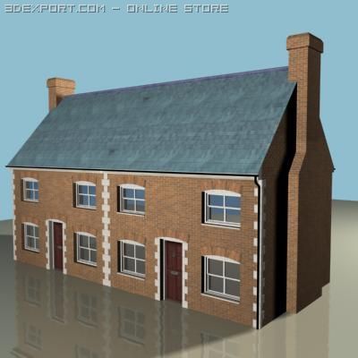 terraced house 2 3D Model .c4d .max .obj .3ds .fbx .stl .blend 