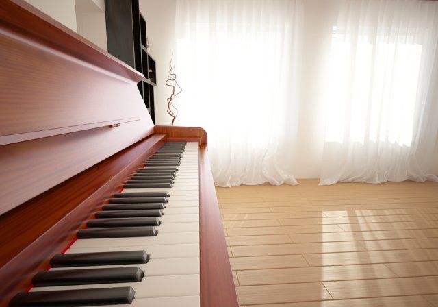 piano room 3D Модель .c4d .max .obj .3ds .fbx .stl .blend 