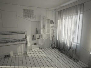 комната с фортепиано 3D Модель