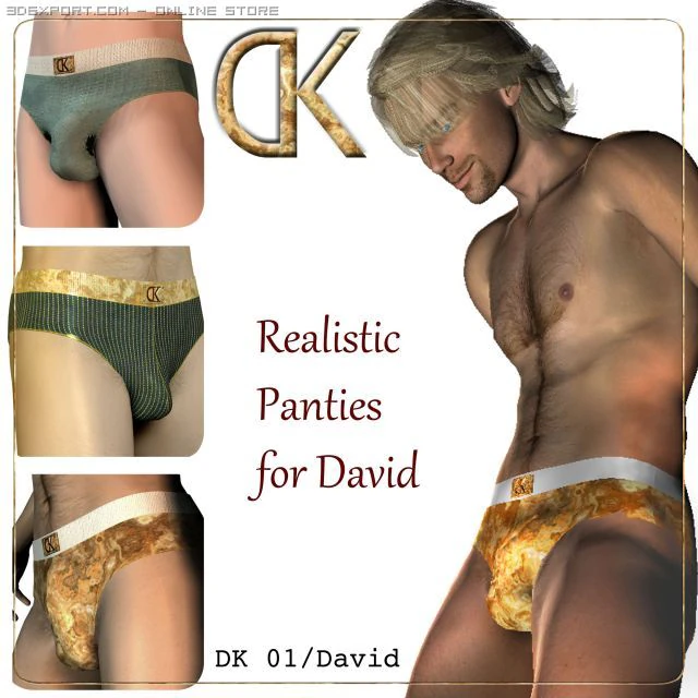 dk 01  realisticy panties for david 3D Model .c4d .max .obj .3ds .fbx .stl .blend 