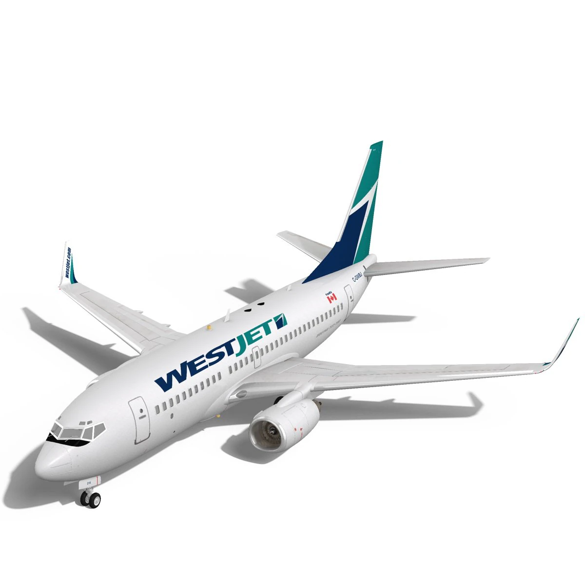 westjet boeing 737700w 3D Model .c4d .max .obj .3ds .fbx .stl .blend