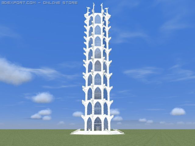 white tower 3Dモデル .c4d .max .obj .3ds .fbx .stl .blend 