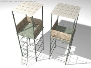 가드 타워와 사다리 낮은 폴리 3D 모델