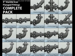 pipes pack 4 ductile iron flanged fittings Modello 3D