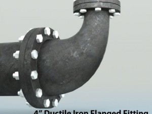 pipes pack 4 ductile iron flanged fittings 3D-Modell