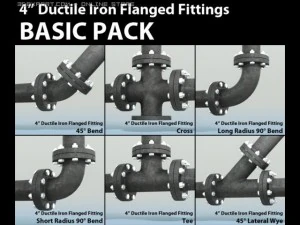 Tuber&iacute;as pack 4 accesorios bridados de fundici&oacute;n d&uacute;ctil b&aacute;sicos Modelo 3D