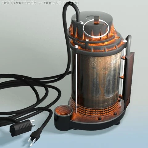 sump pump submersible stainless steel with solid 3D Model .c4d .max .obj .3ds .fbx .stl .blend