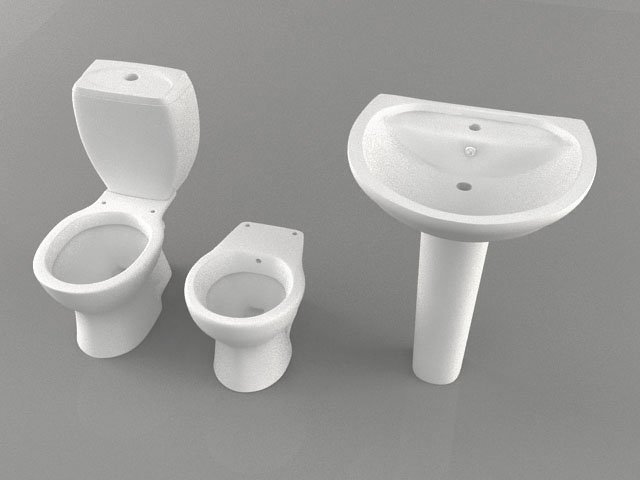 closts and sink 3D Model .c4d .max .obj .3ds .fbx .stl .blend