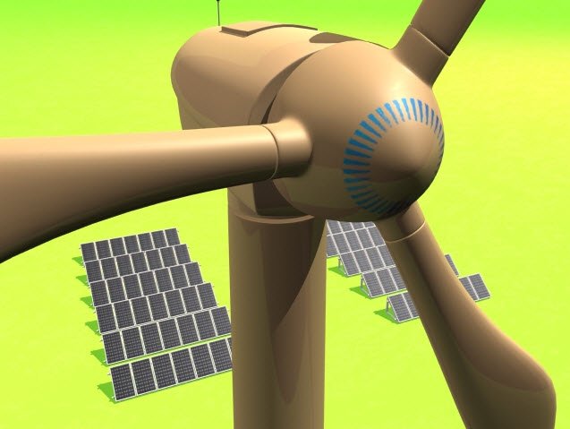 green energy solar wind power Model 3D .c4d .max .obj .3ds .fbx .stl .blend 