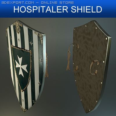 hospitaler medieval shield 3D मॉडल .c4d .max .obj .3ds .fbx .stl .blend 
