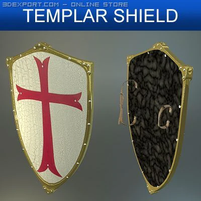 templar medieval shield 3D Model .c4d .max .obj .3ds .fbx .stl .blend 