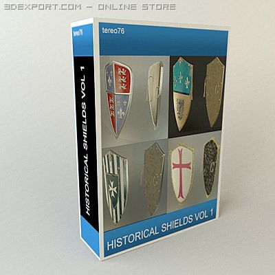 historical shield collection vol 1 Modelo 3D .c4d .max .obj .3ds .fbx .stl .blend 