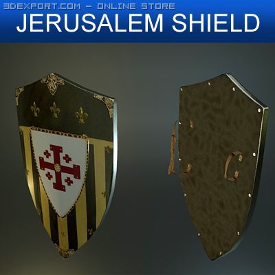 jerusalem medieval shield 3D Model .c4d .max .obj .3ds .fbx .stl .blend 