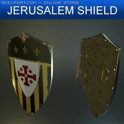 jerusalem medieval shield 3D Model .c4d .max .obj .3ds .fbx .stl .blend 