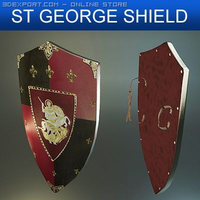 st jeorge medieval shield 3D 模型 .c4d .max .obj .3ds .fbx .stl .blend 