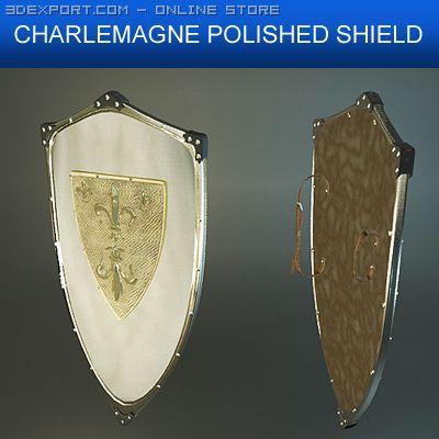 charlemagne polished shield 3D Model .c4d .max .obj .3ds .fbx .stl .blend 