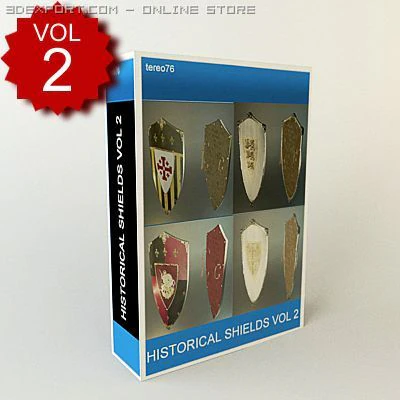historical shields collection vol 2 3D Model .c4d .max .obj .3ds .fbx .stl .blend 