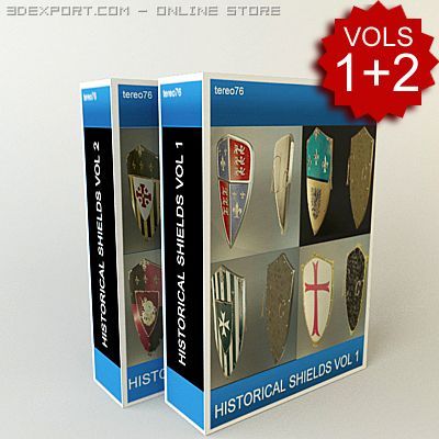 super pack historical shields Modèle 3D .c4d .max .obj .3ds .fbx .stl .blend 
