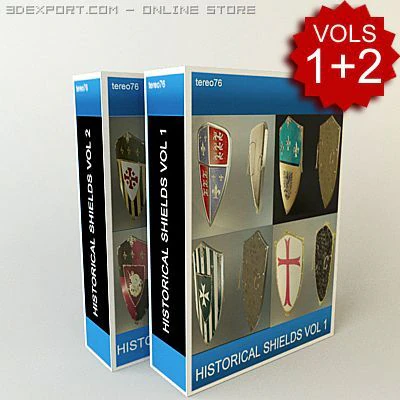 Super Pack historische Schilde 3D Modell .c4d .max .obj .3ds .fbx .stl .blend 