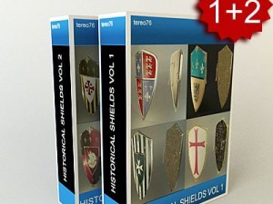 super pack historical shields 3D Model