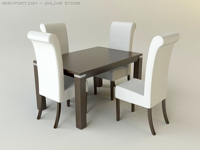 dining table and chairs 3D 模型 .c4d .max .obj .3ds .fbx .stl .blend