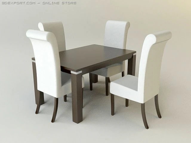 dining table and chairs 3D Model .c4d .max .obj .3ds .fbx .stl .blend 