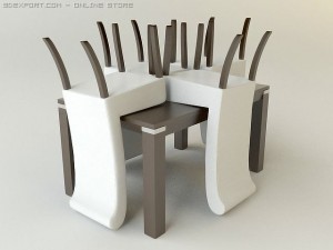dining table and chairs 3D 模型