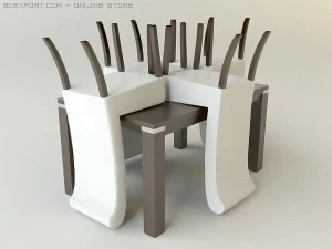 dining table and chairs 3D Model