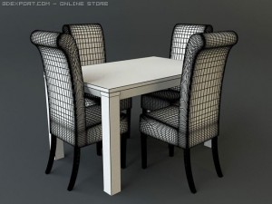 dining table and chairs 3D 模型