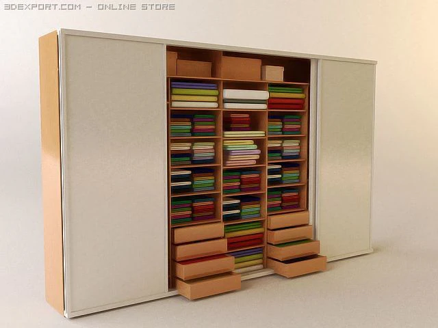 wardrobe with clothing 3D Model .c4d .max .obj .3ds .fbx .stl .blend